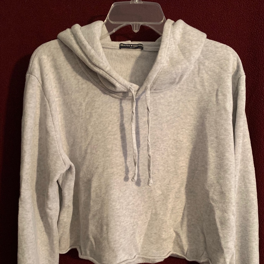 Brandy Melville Grey cropped hoodie sweatshirt